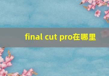 final cut pro在哪里